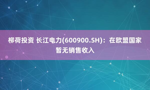 柳荷投资 长江电力(600900.SH)：在欧盟国家暂无销售收入